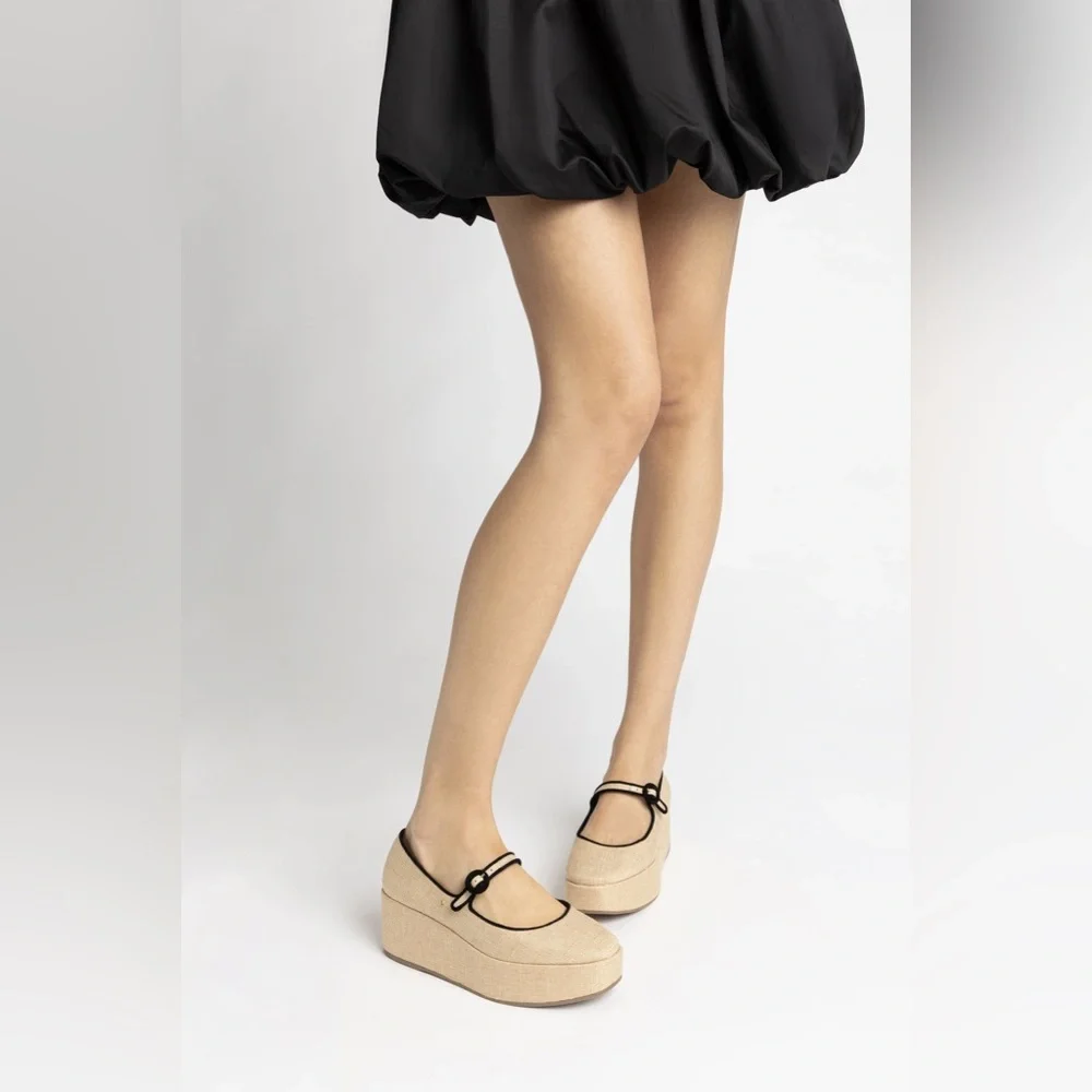 LARROUDÉ Blair Flatform - Beige Raffia
